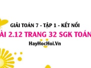 Giải bài 2.12 trang 32 Toán 7 Tập 1 SGK Kết nối tri thức